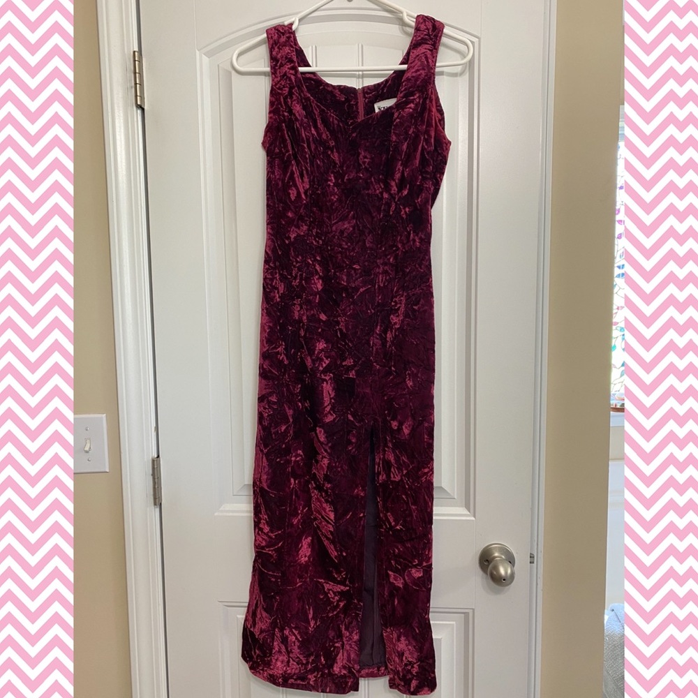 Burgundy Crushed Velvet Dress